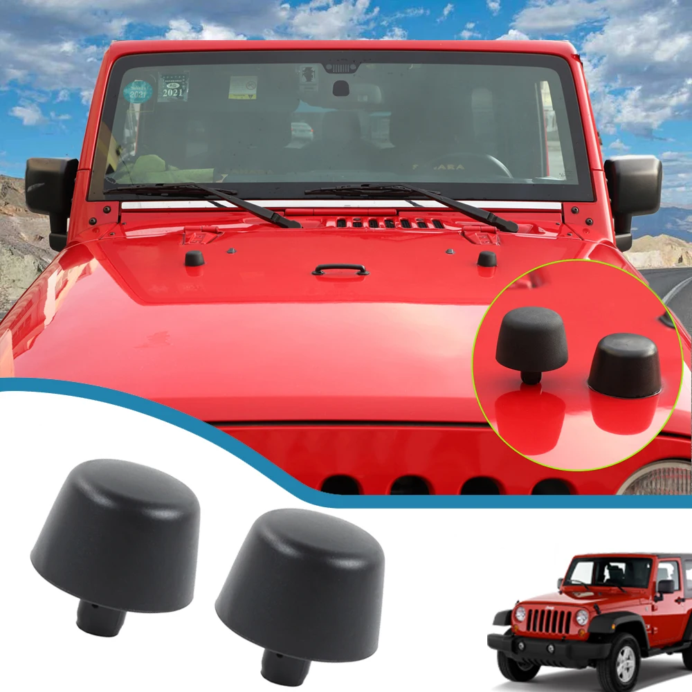 

2PCS Black Rubber Hood Bump Stop Bonnet Bumper Cushion Auto Replacement Part for Jeep Wrangler JK 2007-2017 Exterior Accessories