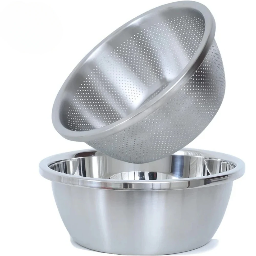 304 Stainless Steel Microporous Colander,2QT Large Capacity with Mixing Bowl