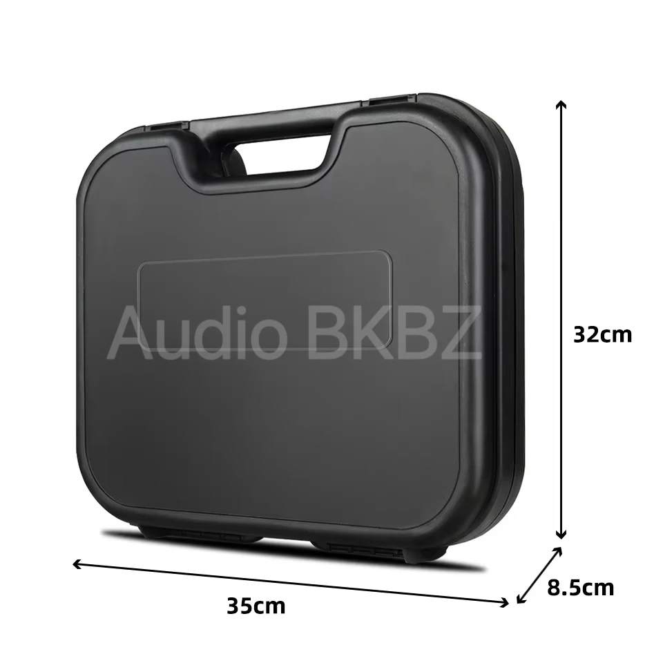 Caja de plástico adecuada para micrófono inalámbrico, fácil de llevar, accesorios para micrófono, caja de vuelo de almacenamiento