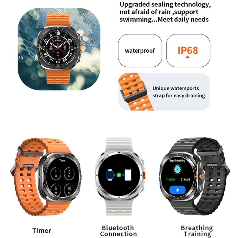 NFC Compass 1.43 Inch AMOLED Smart Watch Men GPS Outdoor Track 400 mah Big Battery Bluetooth Call Smart Watch 47mm Watch Ultra