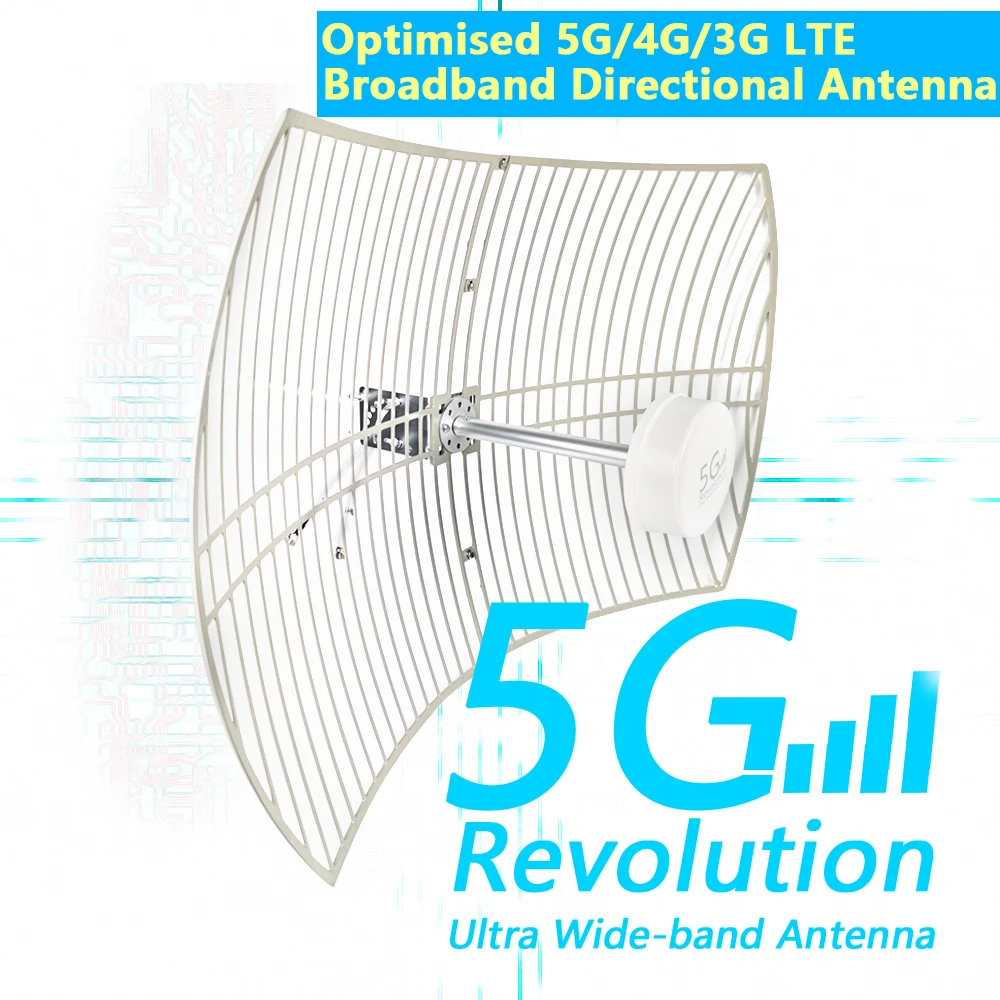 Antenne Grille pour Routeur Radio Mesh, 0.6-6GHz, 2x30dBi, 4G, 5G, Communication Parabolique, Mimo 5g