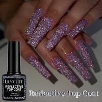 LILY'CUTE 7ml Reflective Top Coat Sparking Glitter Dark Flash Gel Nail Polish Soak Off UV LED Nail Art Design Varnish Manicure