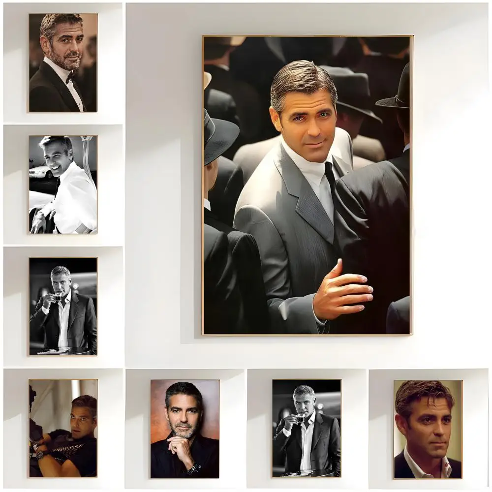 actor portrait George Clooney Poster Classic Wall Art  Home Decor  Peel and Stick Unframed