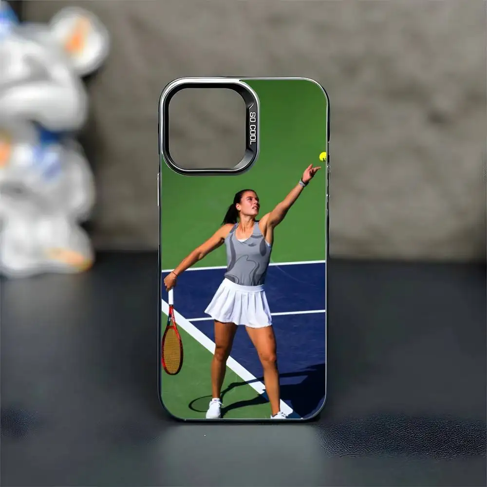 حافظة هاتف تنس إيما نافارو لهاتف آيفون 16,15,14,13,12,11, ميني, برو, ماكس غطاء أسود غير لامع مقاوم للصدمات