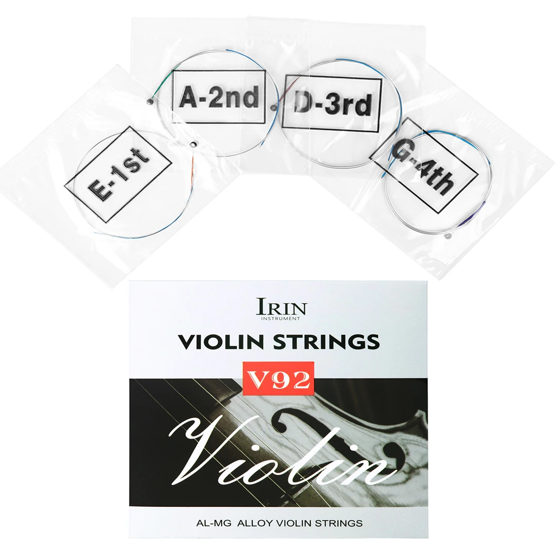 IRIN 4Pcs Violin Strings Aluminum Magnesium Alloy String for 3/4 4/4 1/2 1/4 1/8 Size Stringed Instrument Accessories