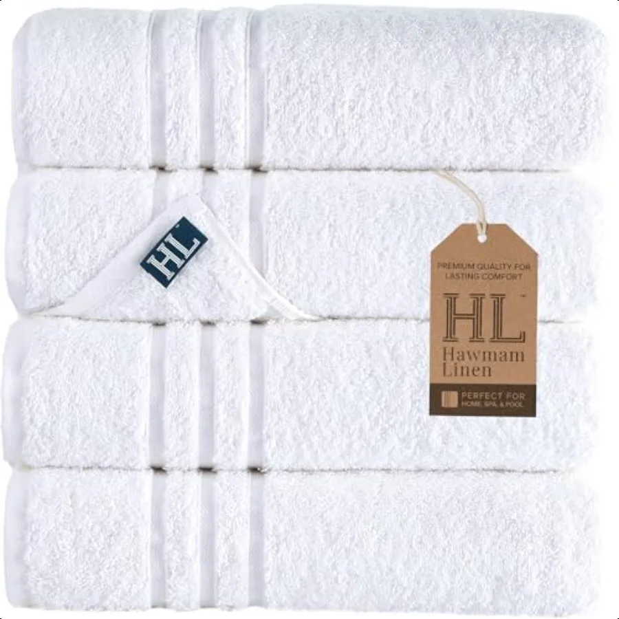 

White Bath Towels 4 Pack 27 x 54 Inches 100 Turkish Cotton Soft Lightweight and Highly Absorbent Quick Drying Towels Premium Qu