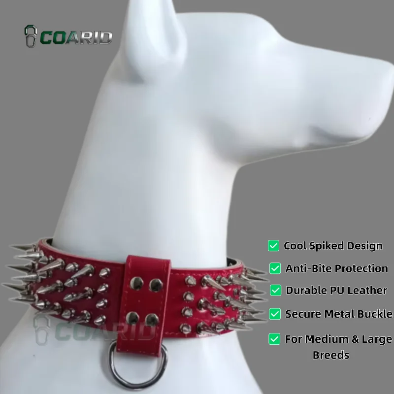 

Ошейник для собак Rivet Pointed из красной кожи, регулируемый, для средних и крупных пород, для прогулок и тренировок на улице