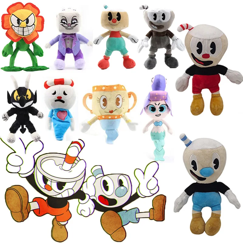 

Anime Cuphead Plush Toys Plushie Mugman The Chalice King Dice Stuffed Dolls Cagney Ghost Pelcuhe Pillow Birthday Christmas Gifts