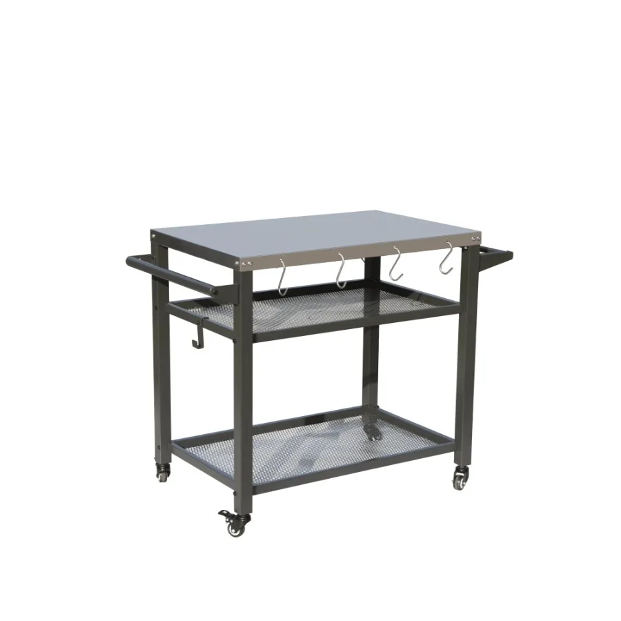 3-Shelf Outdoor Grill Table Grill Cart with Wheels Outdoor Pizza Oven and Food Prep Table Blackstone Table with Stainless Steel