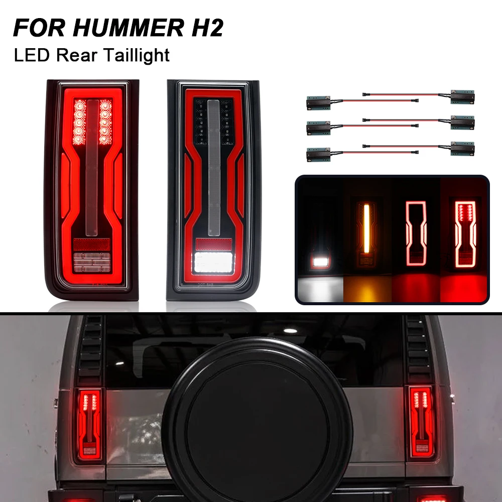 LED Tail Lights For Hummer H2 2003 2004 2005 2006 2007 2008 2009  Running Brake Turn Signal Backup Reverse Lamp