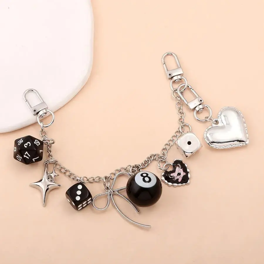 1/5/10/20/50/100pcs Retro Trendy 8-Ball Pool Ball Charm Keychain, Edgy Y2K Car Key Chain for Car Enthusiasts, Gothic Hip-Hop Sui