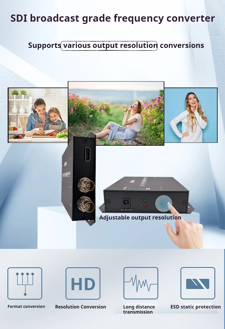 HDMI to SDI DVI VGA  to 3G-SDI variable frequency digital high-definition converter with adjustable resolution conversion