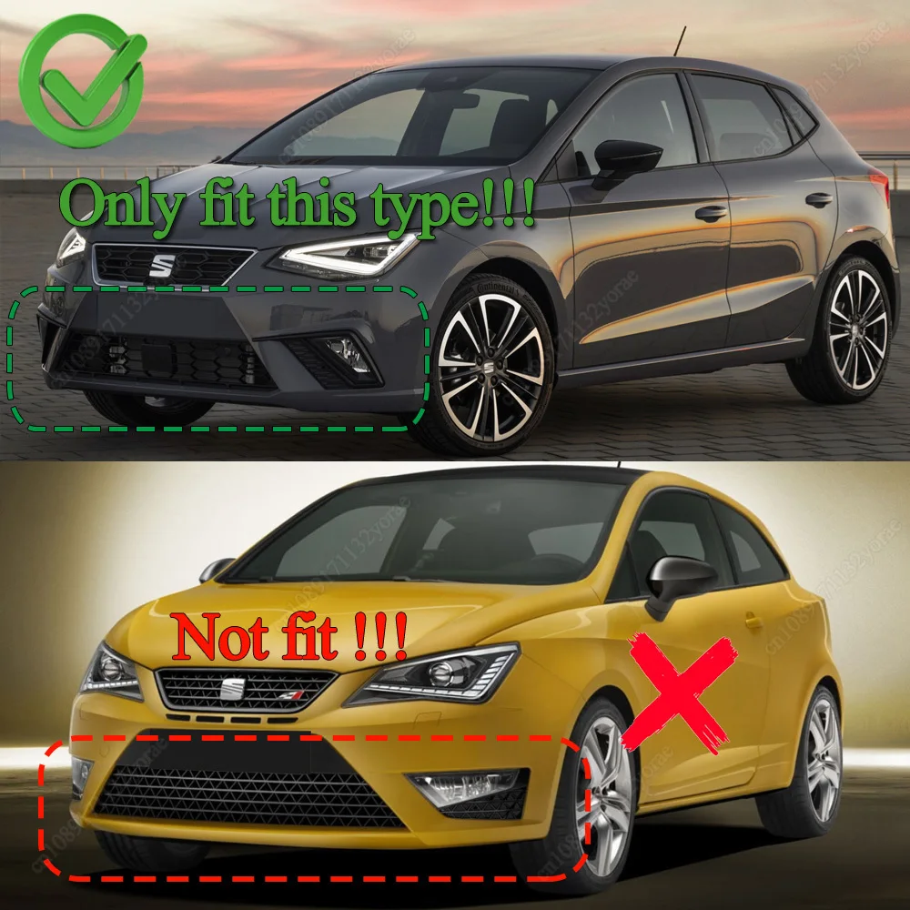 For Seat Ibiza MK5 Standard/FR 2017-2026+ Car Front Bumper Lip Lower Diffuser Splitter Canard Spoiler Body Kit Tuning ABS Black