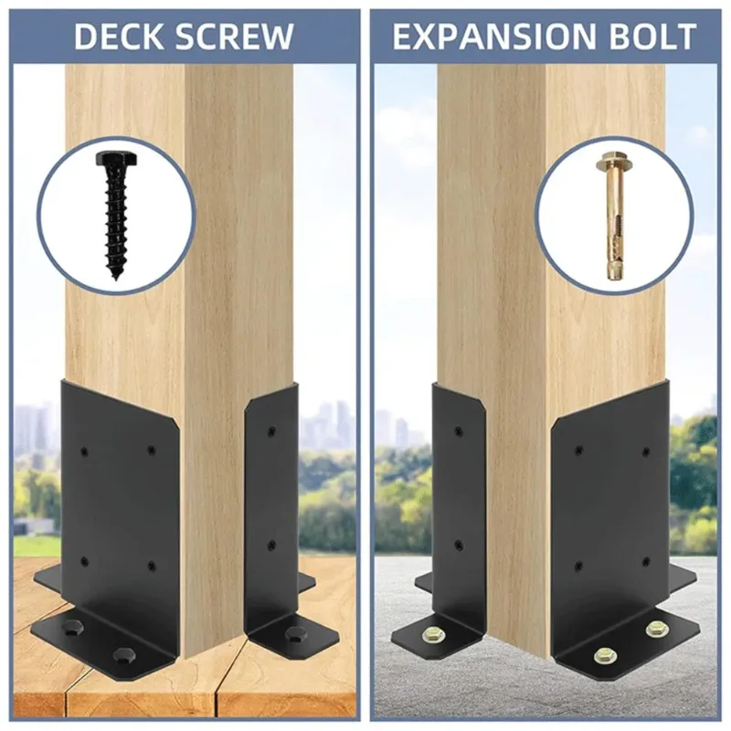 Adjustable Wooden 4Pcs Fence Post Base Brackets Metal Support With Screws For Mailbox Deck Railing Pergola And Garden Structures