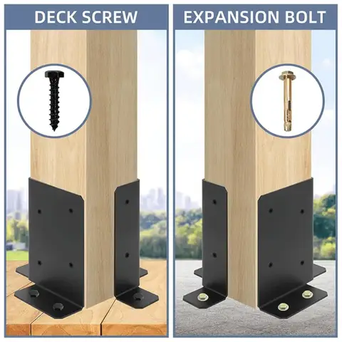 Adjustable Wooden 4Pcs Fence Post Base Brackets Metal Support With Screws For Mailbox Deck Railing Pergola And Garden Structures