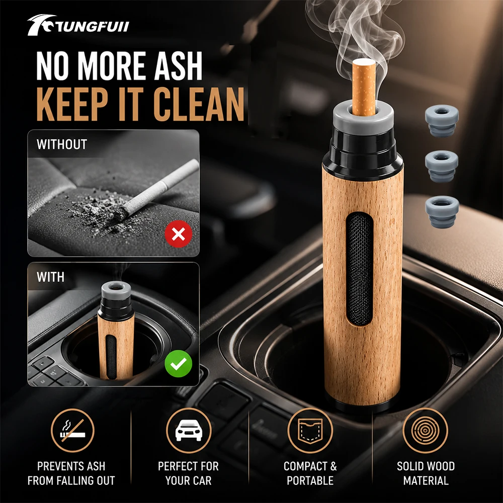 Portable Leakproof Car Ashtray Windproof No Flying Ash Reusable Cigarette Cup Lazy Man Travel Smoking Cylinder Auto Interior