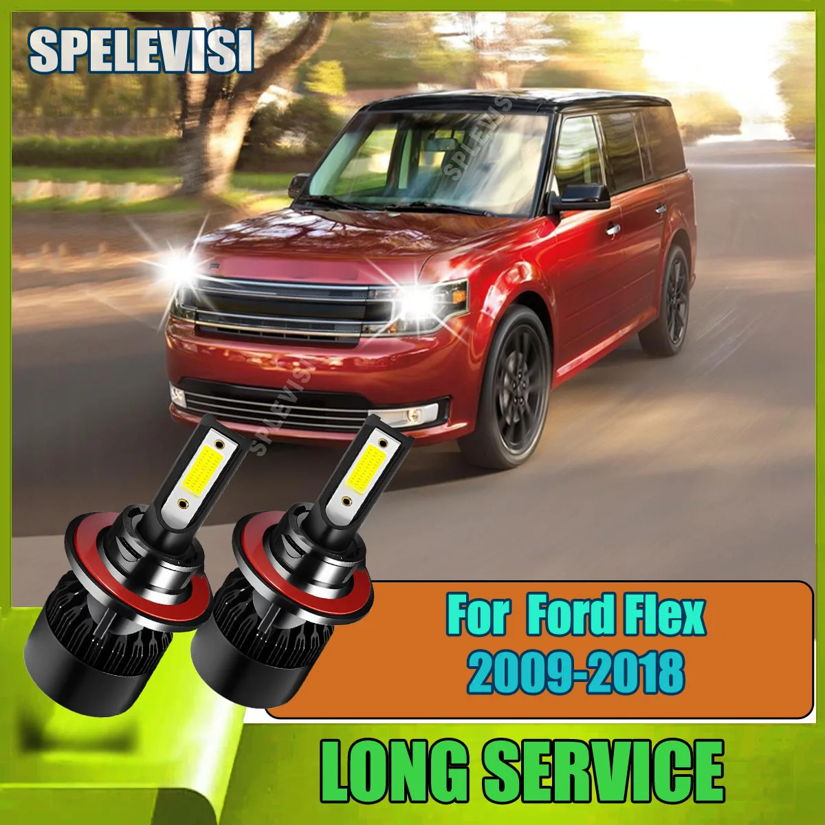 LED Headlight H13 9008 Turbo Lamp Aluminum Housing & Fan Cooling For Ford Flex 2009-2018 2010 2011 2012 2013 2014 2015 2016 2017