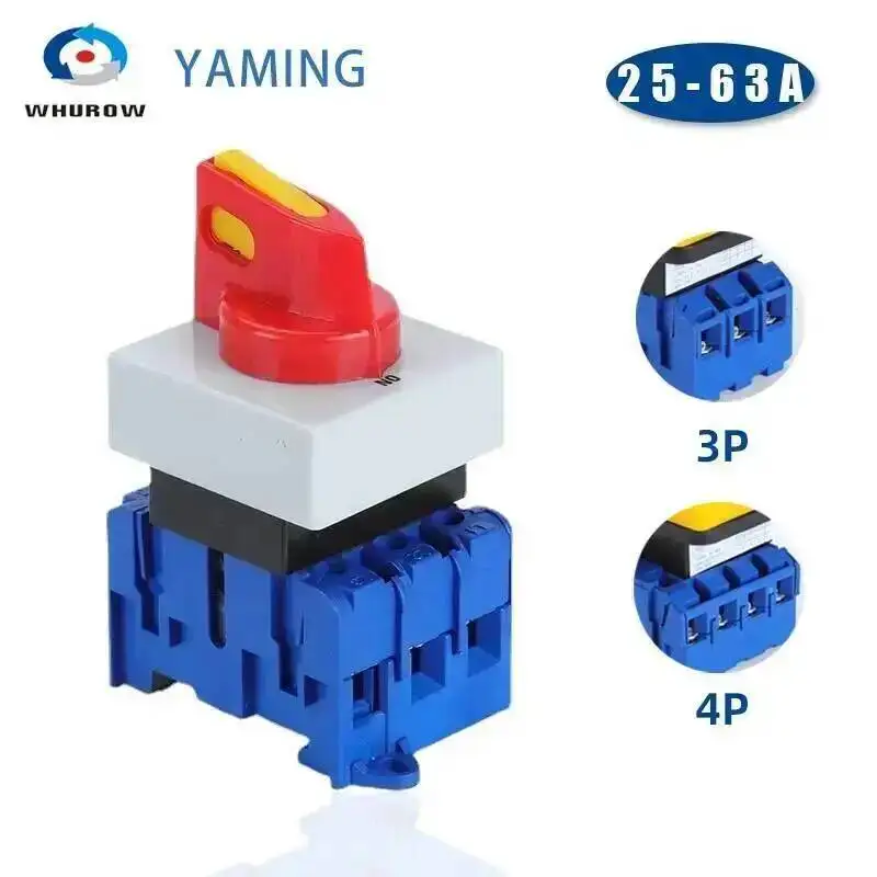 Padlock Handle Isolator Switch YMD11 C Type OFF-ON DIN Rail Mounted 3/4P 690V 25/32/40/63A Disconnect LW30