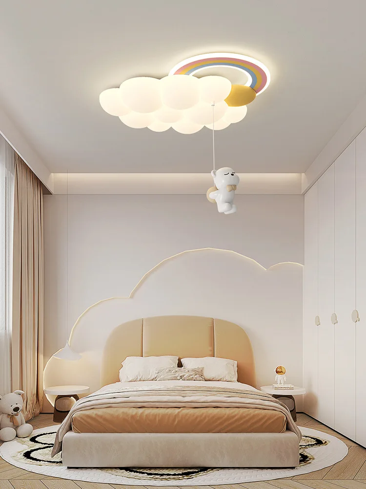 Creative Cartoon Rainbow Cloud Ceiling Lamp Restaurant Bedroom Living Room Eye Protection Chandelier Children's Room Decor Light