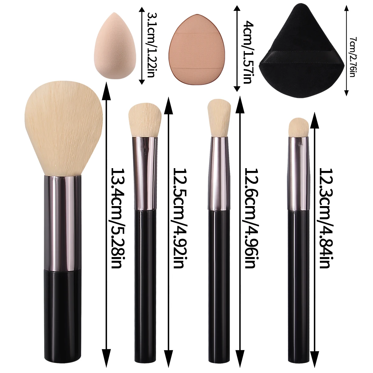 4 Mini Makeup Brushes 2 Triangle Thumb Sponge Puffs 2 Mini Dual-Use Wet Dry Beauty Blenders For Travel Daily Touch-Up