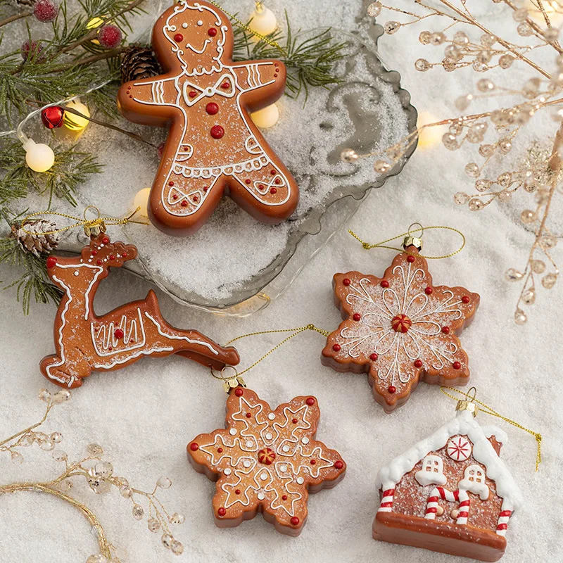 Creative Christmas Tree Decoration Pendant Biscuit Man Snowflake Elk Gingerbread Man Pendant Christmas New Year Decorations