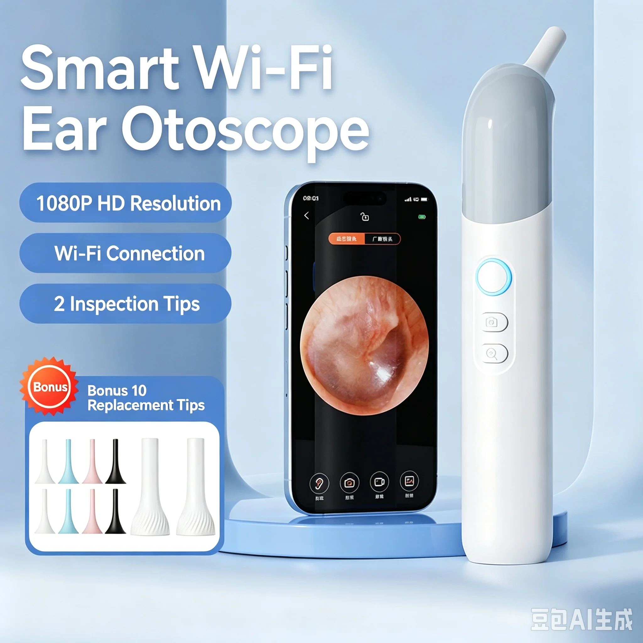 3.2mm Lens 2MP 1080P  WIFI Earpick Endoscope Ear Wax Remover Otoscope Earscope Cleaner CMOS Borescope Digital Microscope Camera view 4