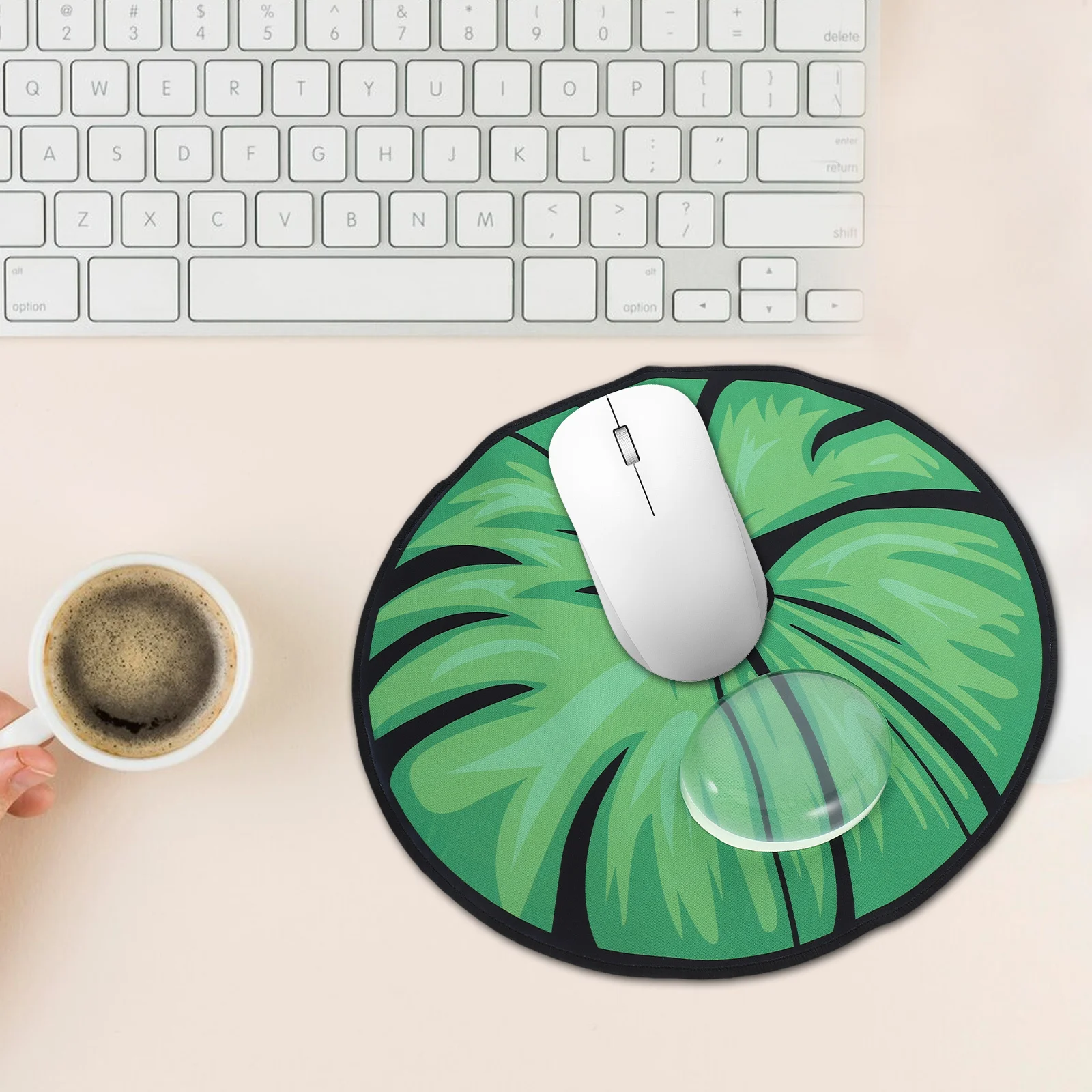 

Cute Green Lotus Leaf Mouse Pad Soft Comfortable Desk Mat Nonslip Base for Office Home Laptop Computer Keyboard Accessories