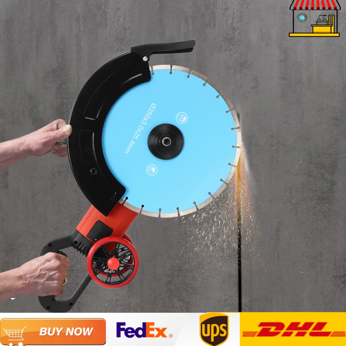 

14 inches Single Blade Grooving Machine with Roller Feed System 350mm Wheel-Type Slotting Machine Floor Grooving Cutter