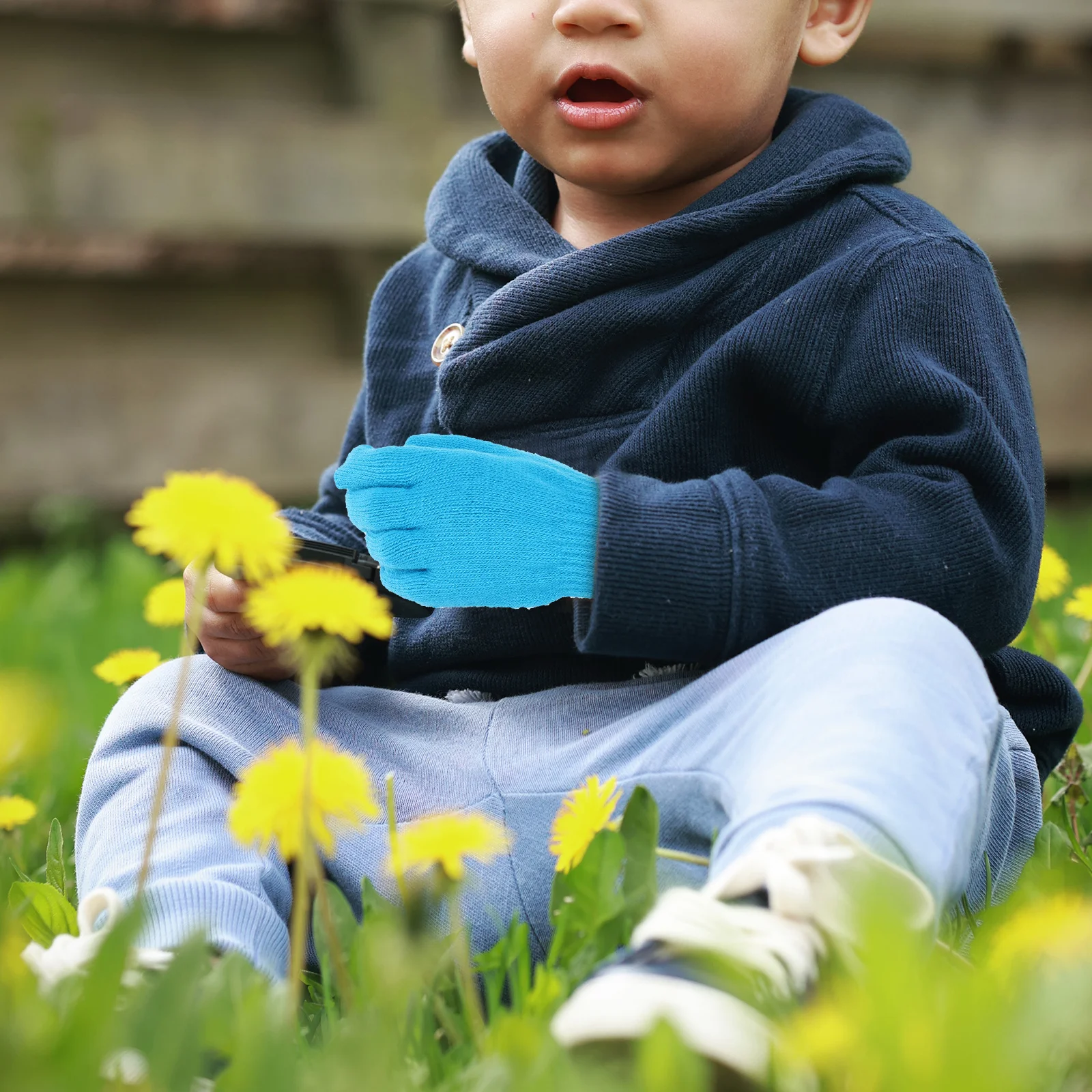 

'S Warm Gloves Knitted Full Finger For 4-12 Years Winter Autumn Lightweight Washable Five Finger