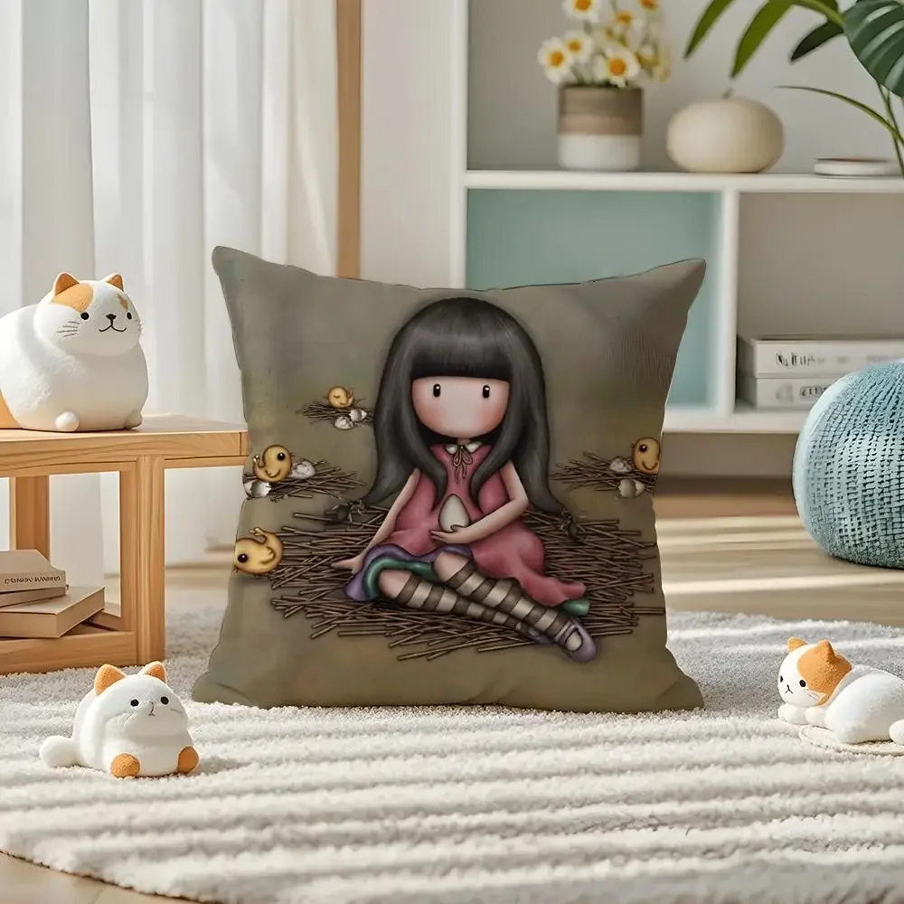 Anime S-Santoro Gorjuss Cushion Cover Pillow Case Plush Fabric Soft Double Sided Print Home Sofa High Quality Cushion