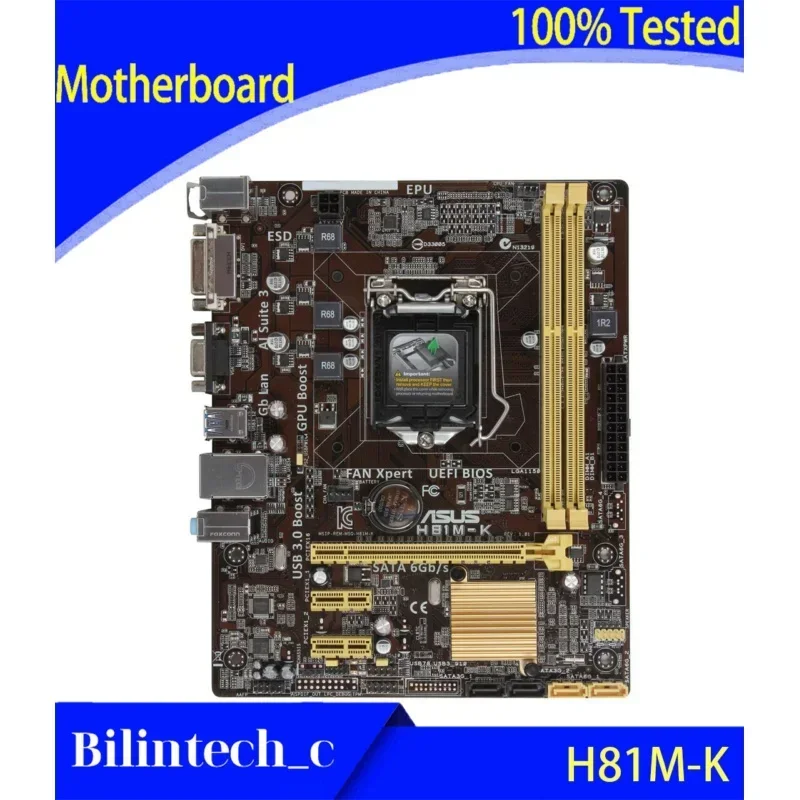 WYORESY FOR ASUS H81M-K Motherboard Support 4 Generation i5-4590 DDR3 16G H81 LGA1150