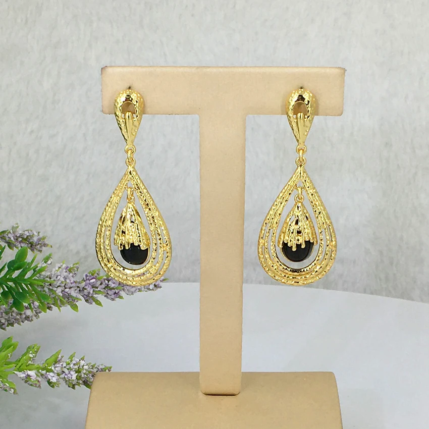Yuminglai Fashion Luxury Dubai Jewelry Accessories Superior Quality Goldplated Earrings for Women FHK12921