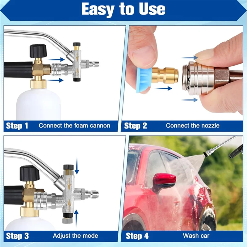 

YWDZ-омыватель высокого давления, аксессуары для распылителей, 7 насадок-распылителей, двойной разъем, быстроразъемное соединение 1/4 дюйма, 1 варежка для мойки автомобиля
