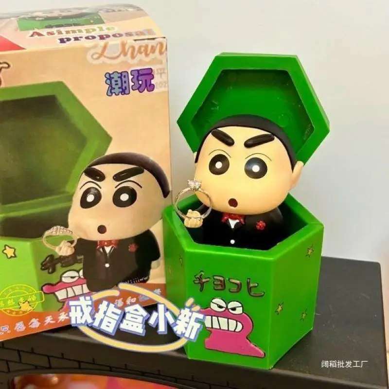 Crayon Shin-Chan Proposal Ring Box Kawaii Storage of Handmade Ornaments Anime Proposal Gift Color Box Birthday Gift for Girls