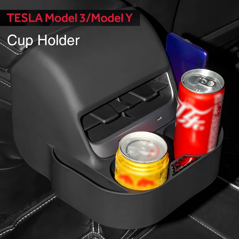 

Rear Seat Air Vent Car Cup Holder Water Drink Bottle Holders Stands Multi-Function Organizer For Tesla Model 3 Model Y 2023 2022