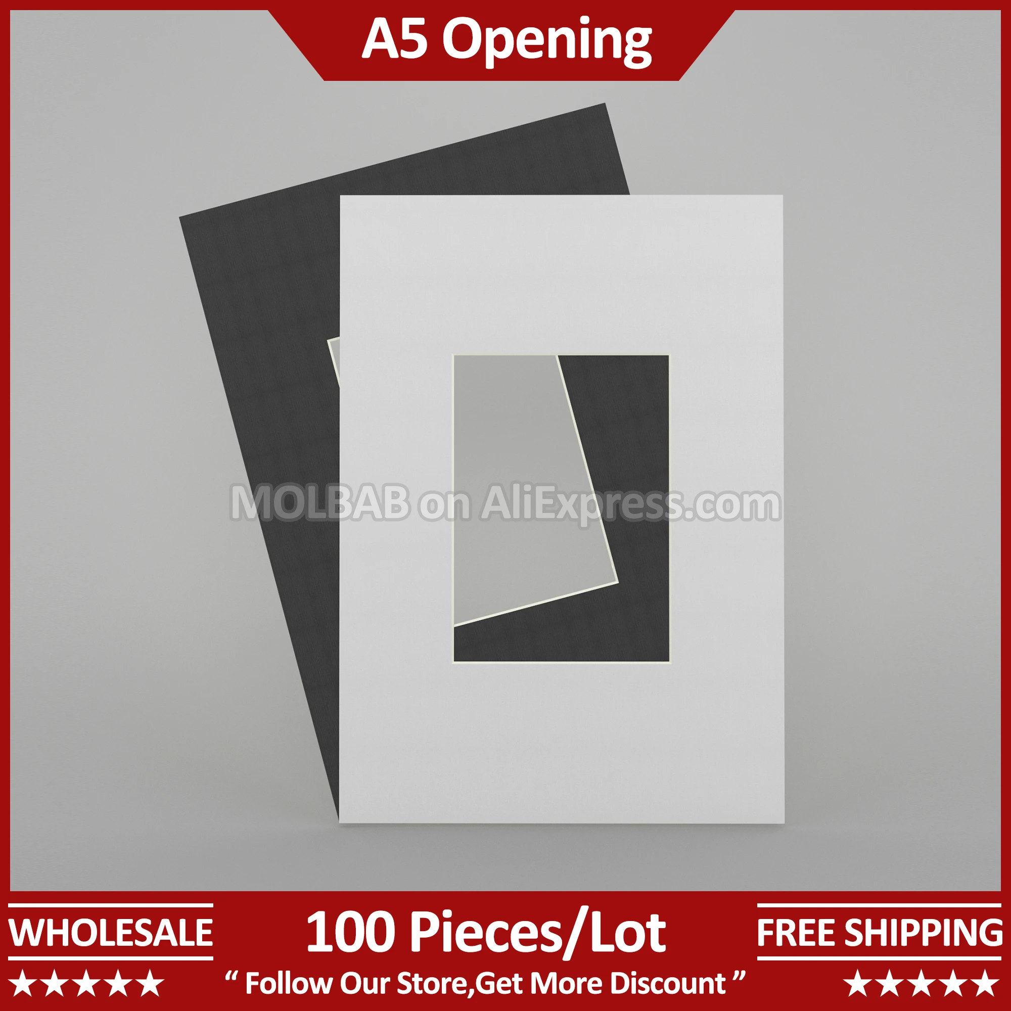 A3 Photo Mat A5 Opening White/Black Paperboard Picture Passe-partout Frame Mounting Decoration Wholesale 100 Pieces Per Lot