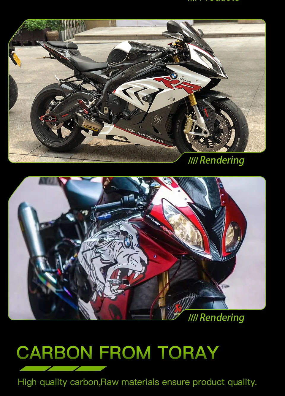 Für BMW S1000RR 2015 Carbon-Faser Zubehör Rahmen Windschutzscheibe Seitenverkleidung Heckstoßstange Tankdeckel-Set – Detail 3