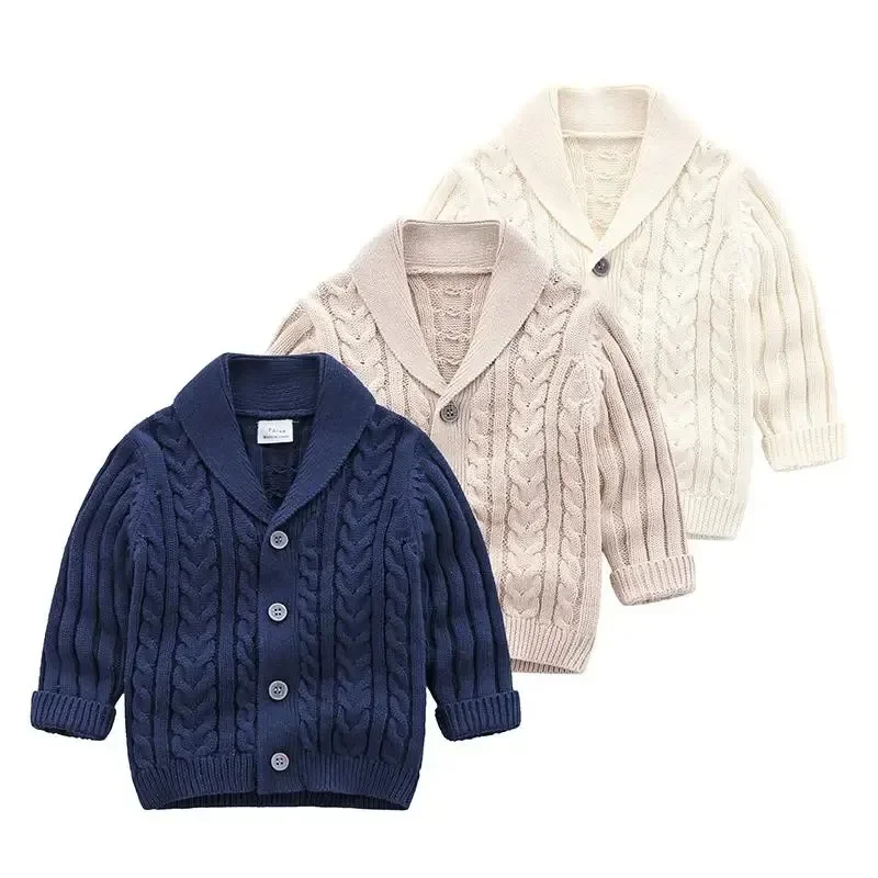 Autunno Kintted Gentleman neonato giacca vestiti del bambino ragazzi Cardigan lavorato a maglia giacca per bambini maglione infantile cappotto per