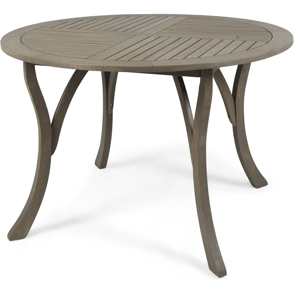 

Outdoor 47" Round Acacia Wood Dining Table, Grey