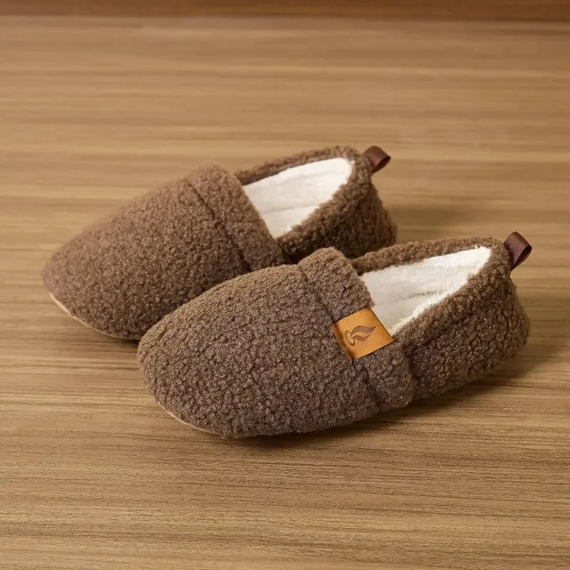 2026 Autumn Winter Closed Toe Fluffy Cotton Slippers Non Slip Warm Indoor Household Plush Home Slides
