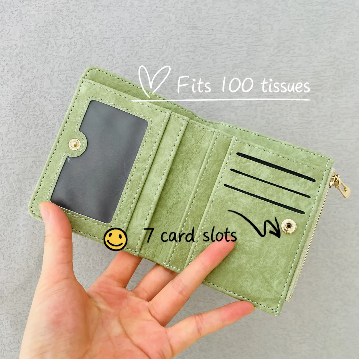 Women's Short Wallet PU Leather Multi-solts Card Holder Zipper Coin Pocket Foldable Bifold Money Bag Coin Purse