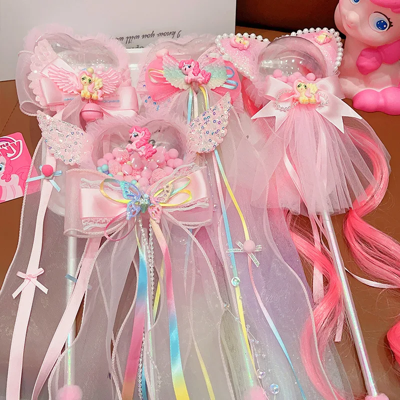 

New My Little Pony Kids Glowing Magic Stick Girls Birthday Party Cosplay Princess Bow Fairy Wan Performance Props Birthday Gifts