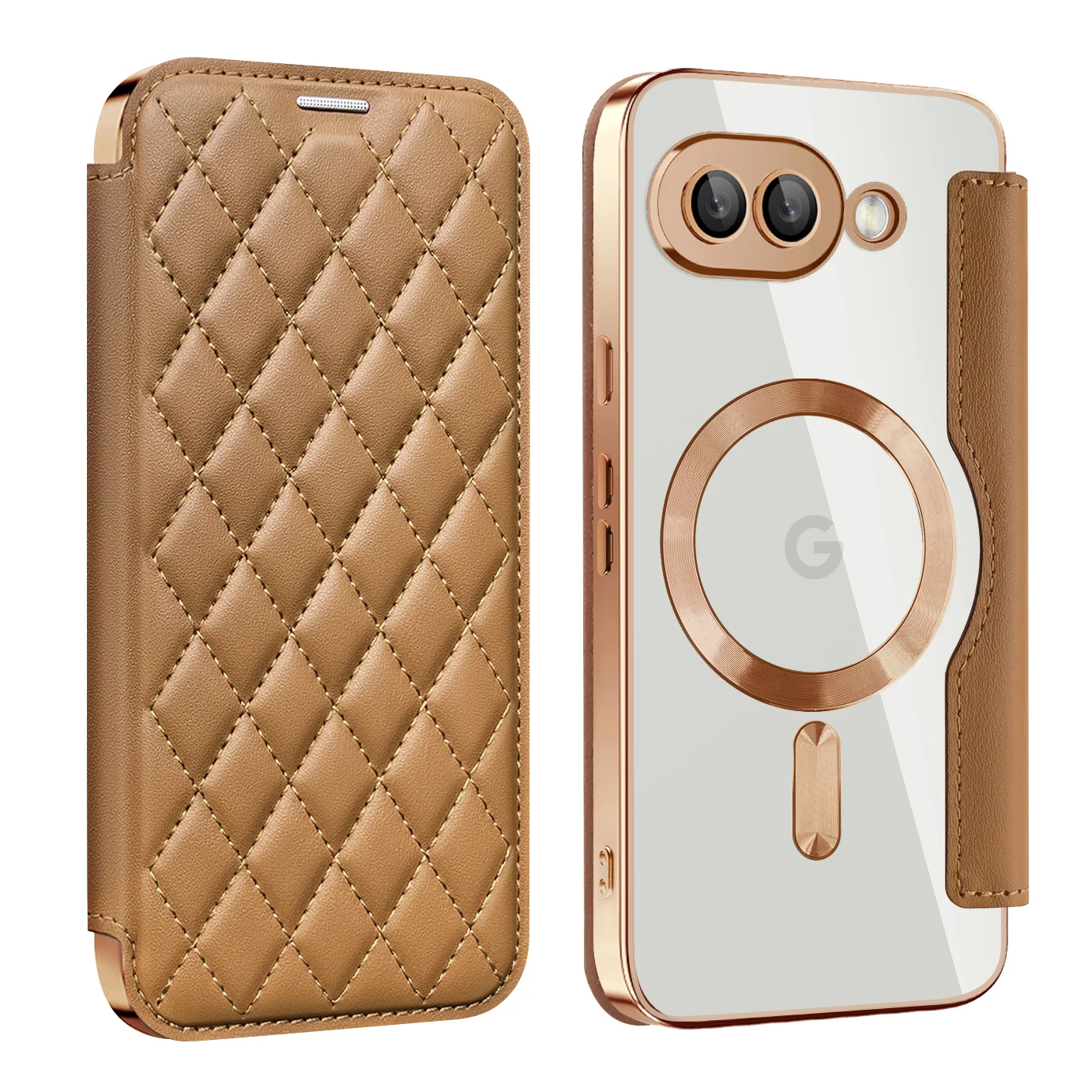 

10pcs RFID Blocking Wallet Leather Electroplating Magnetic Ring Phone Case for Google Pixel 9A/9/8A Pro XL Cover Lens Film