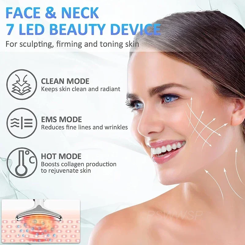 EMS Microcurrent face lifting device Neck Beauty Device LED Photon Firming Rejuvenation Anti Wrinkle Skin Care Facial Massager