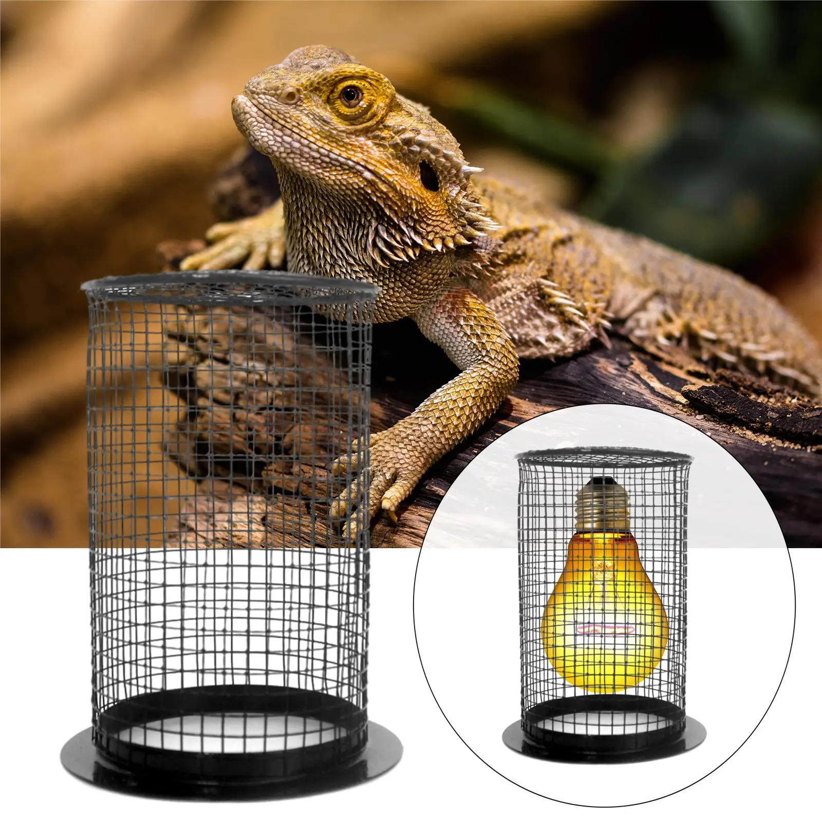 Anti Scald Heating Lamp Lampshade Enclosure Cage Protector Reptile Heater Guard Metal Mesh Lamp Cover For Snake Lizard Turtle