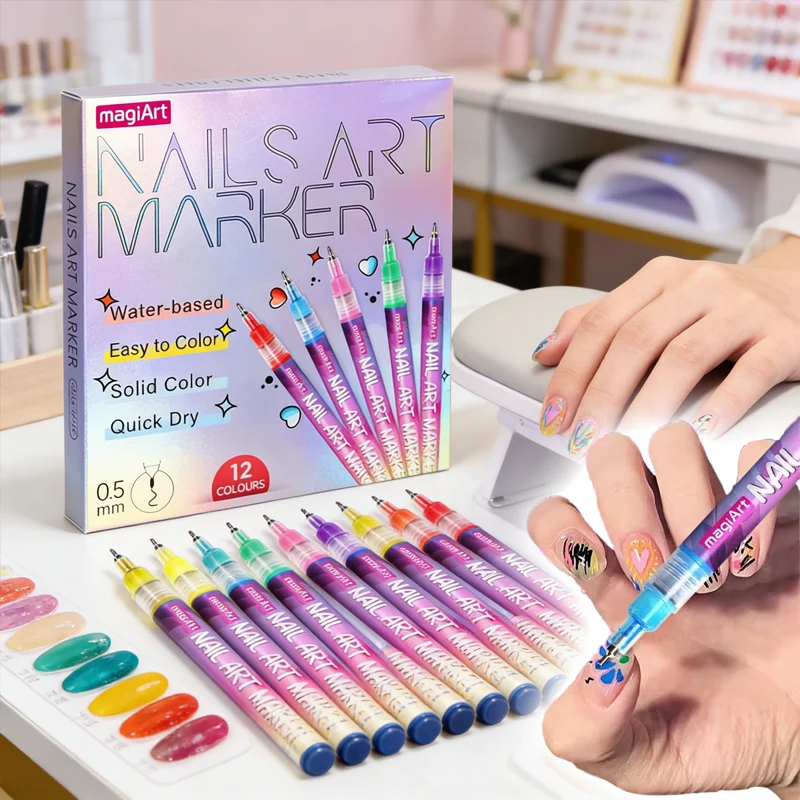 

Набор акриловых маркеров для дизайна ногтей: специализированные тонкие кисти-тубусы для рисования контуров, акриловые ручки для ногтей