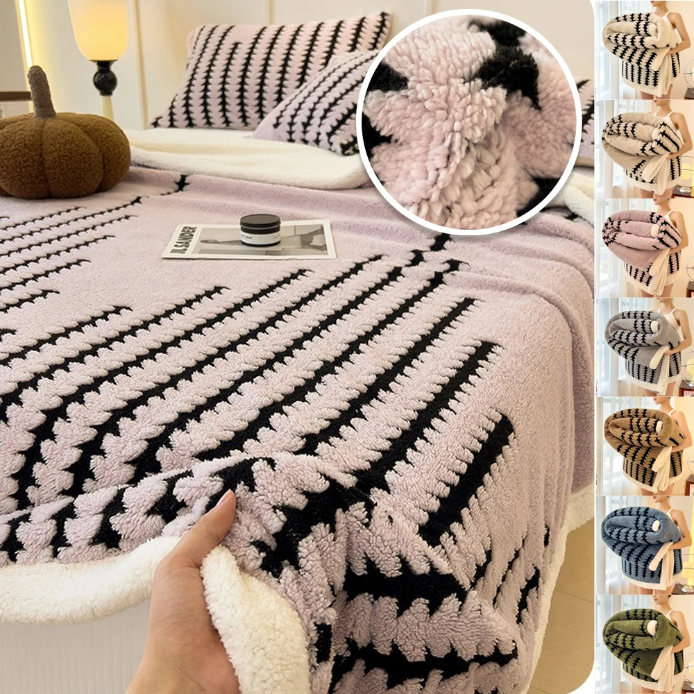 

NEW Cashmere Blanket Cozy Winter Blanket with Double-sided Fluff Plush 3d Jacquard Design for Office Home Bed Sofa for Dormitory
