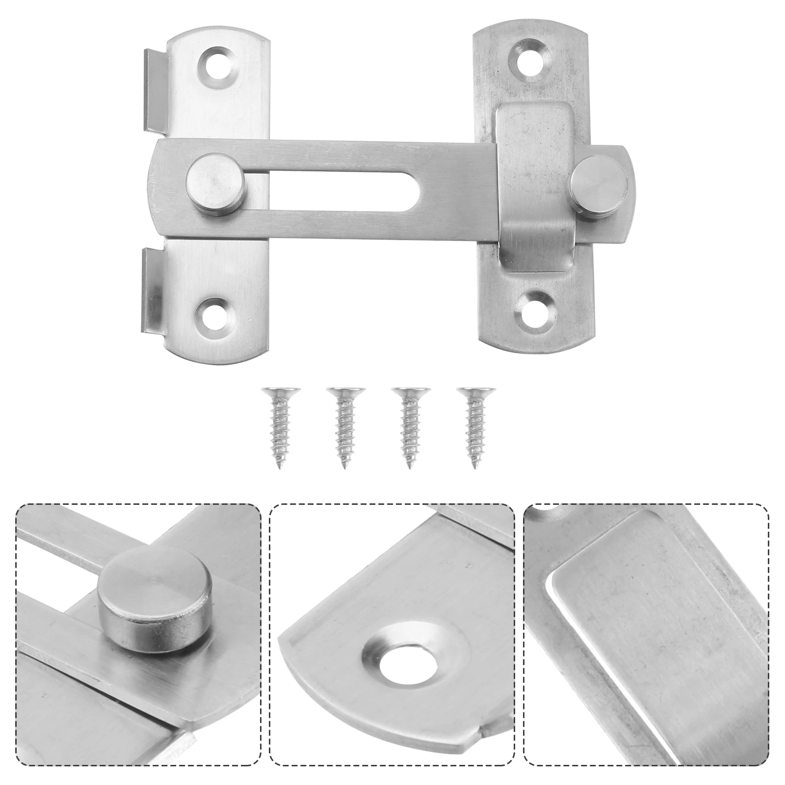 

Stainless Steel Door Buckle 4 Inch Silver Screws Fixing Ideal for Indoor Locking Pet Cage Skateboard Garage Security Bolt Latch