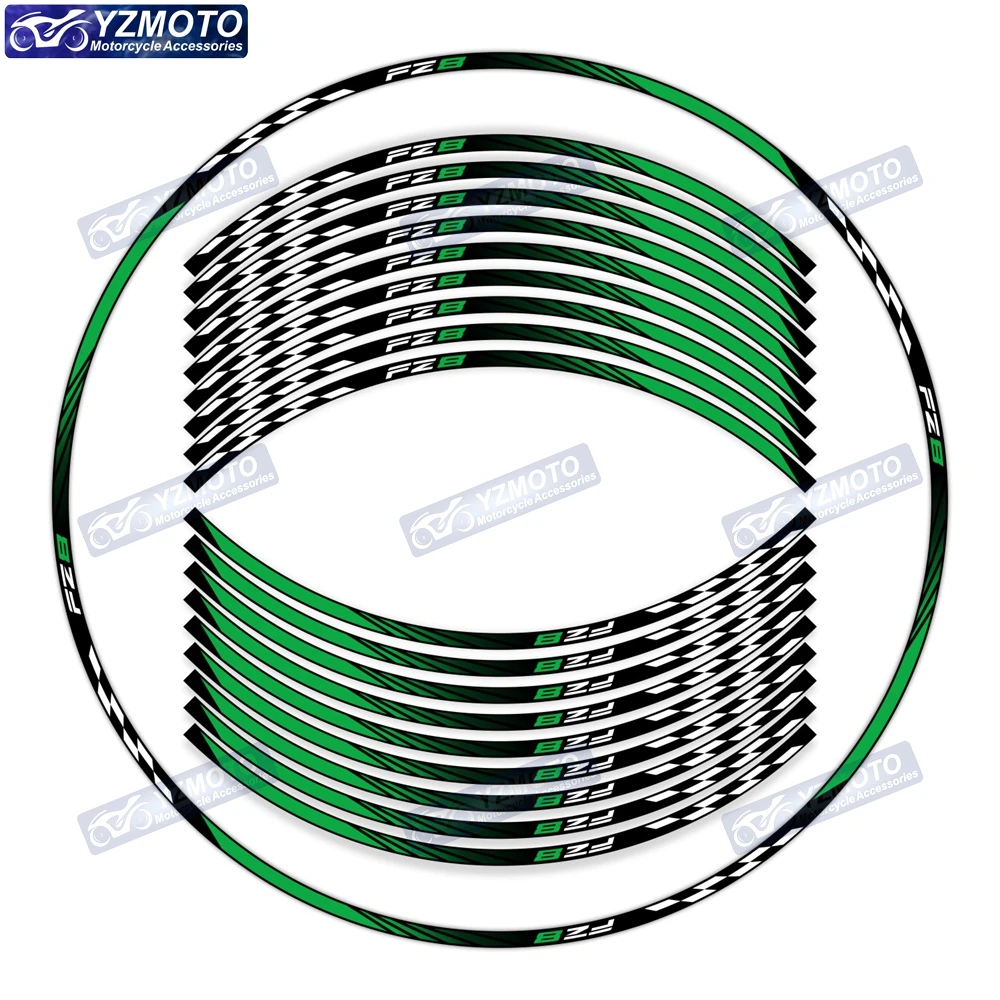 Für FZ8 Motorrad 17-Zoll-Aufkleber für Vorder- und Hinterrad, Racing-Naben-Aufkleber, modifizierte dekorative reflektierende wasserdichte Felgenaufkleber