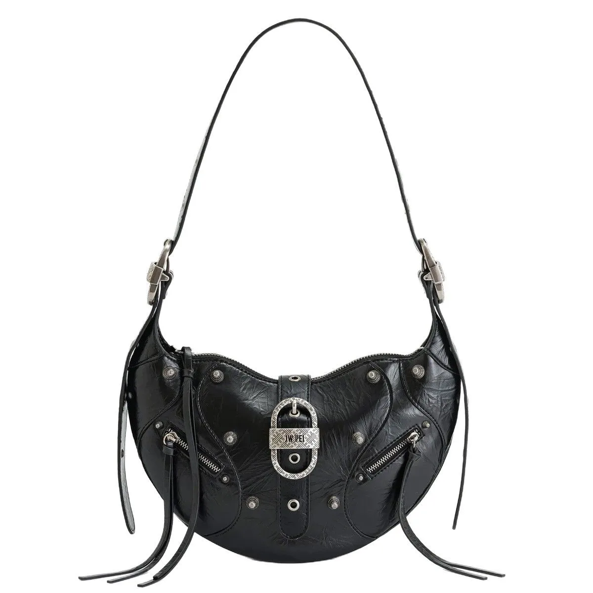 

Bull horn wrap, oil wax leather, large capacity motorcycle bag, high-end feeling, single shoulder and armpit crossbody bag